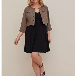 Torrid Crop Collarless Jacket – Morel (Brown) | Size 4 (26)